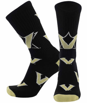 TCK socks Vanderbilt Black/Vegas Gold / Large Vanderbilt Commodores Mayhem Crew Socks (Made in USA)