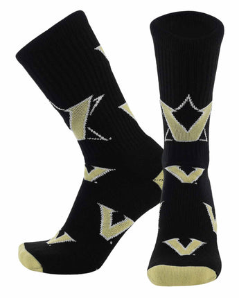 TCK socks Vanderbilt Black/Vegas Gold / Large Vanderbilt Commodores Mayhem Crew Socks (Made in USA)