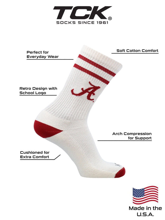 TCK socks Vintage Alabama Crimson Tide Socks NCAA Socks For Men and Womens Soft Cotton Sock