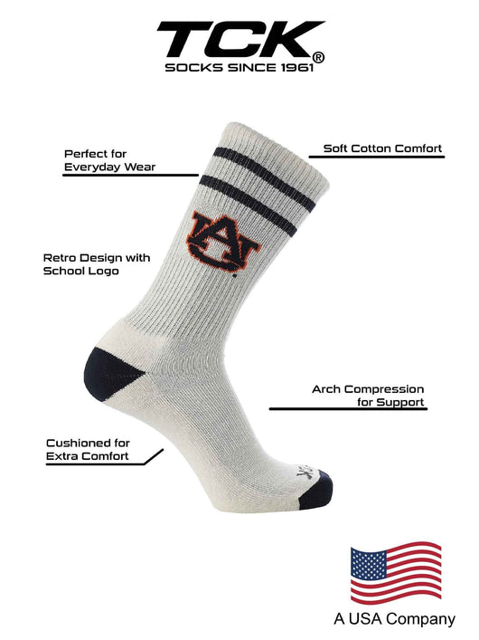 TCK socks Vintage Auburn Tigers Socks NCAA Socks For Men and Womens Soft Cotton Sock