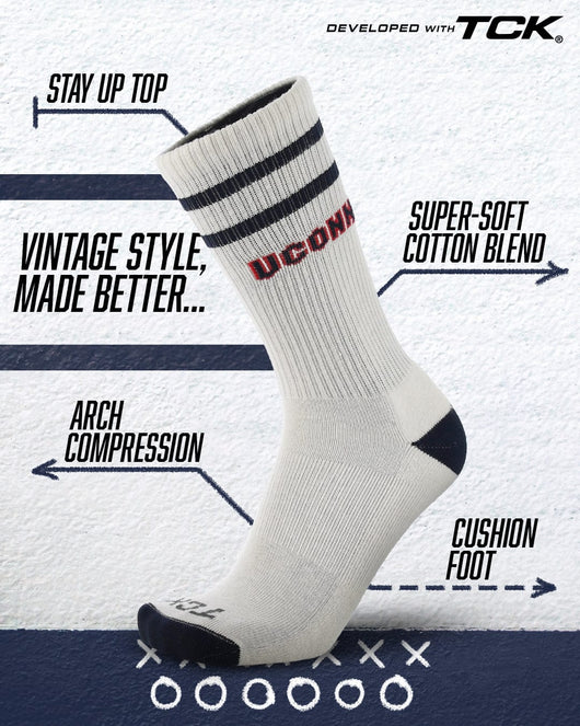TCK socks Vintage Connecticut Huskies Socks NCAA Socks For Men and Womens Soft Cotton Sock