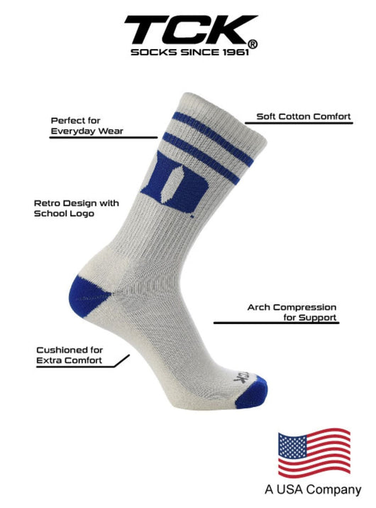 TCK socks Vintage Duke Blue Devils Socks NCAA Socks For Men and Womens Soft Cotton Sock