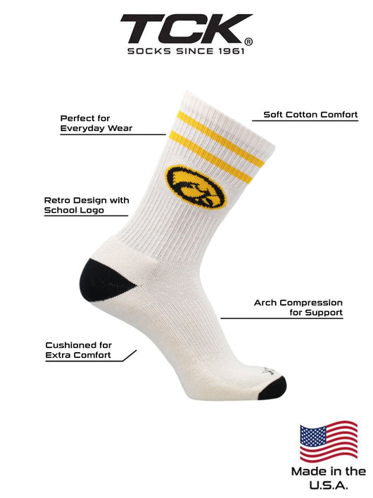 TCK socks Vintage Iowa Hawkeyes Socks NCAA Socks For Men and Womens Soft Cotton Sock