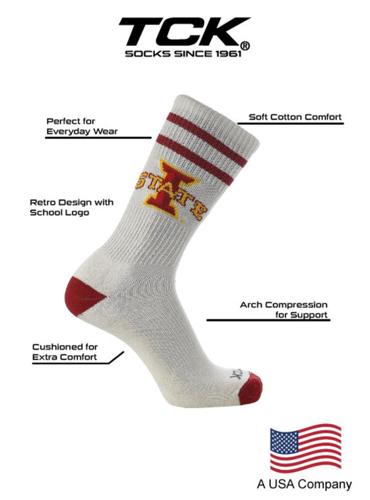 TCK socks Vintage Iowa State Cyclones Socks NCAA Socks For Men and Womens Soft Cotton Sock