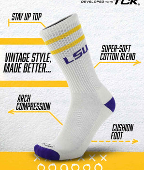 LSU Tigers | Vintage | NCAA Mens and Womens Soft Cotton Sock