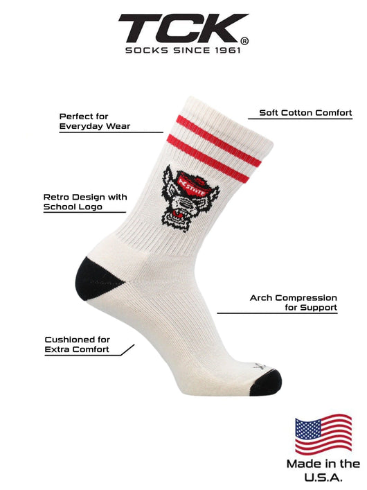 TCK socks Vintage NC State Wolfpack Socks NCAA Socks For Men and Womens Soft Cotton Sock