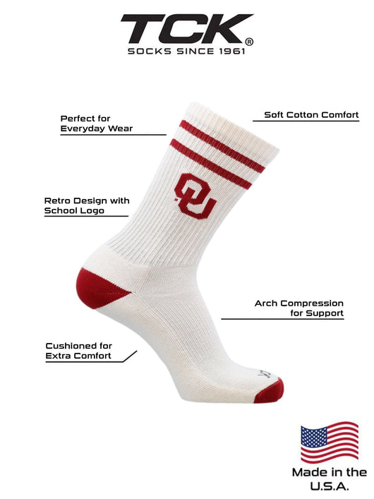 TCK socks Vintage Oklahoma Sooners Socks NCAA Socks For Men and Womens Soft Cotton Sock