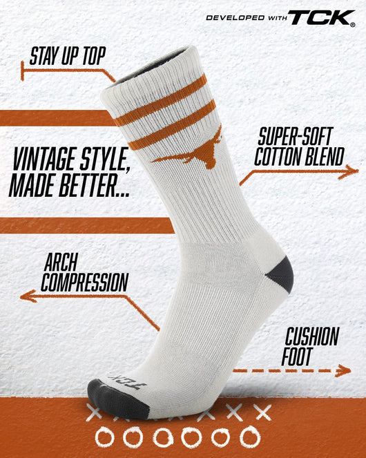 TCK socks Vintage Texas Longhorns Socks NCAA Socks For Men and Womens Soft Cotton Sock
