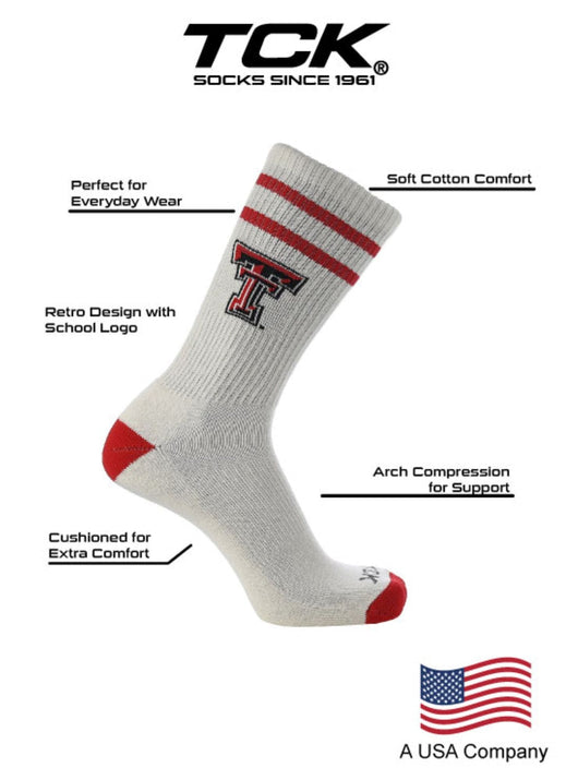TCK socks Vintage Texas Tech Red Raiders Socks NCAA Socks For Men and Womens Soft Cotton Sock