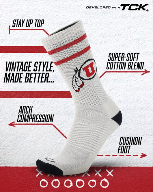 TCK socks Vintage Utah Utes Socks NCAA Socks For Men and Womens Soft Cotton Sock