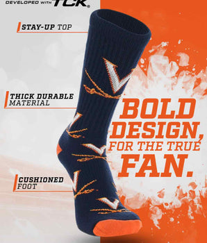 TCK socks Virginia Cavaliers Mayhem Crew Socks (Made in USA)