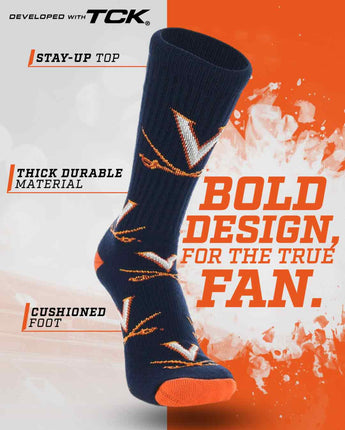 TCK socks Virginia Cavaliers Mayhem Crew Socks (Made in USA)
