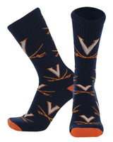 TCK socks Virginia Navy/Orange/White / Large Virginia Cavaliers Mayhem Crew Socks (Made in USA)