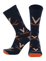 TCK socks Virginia Navy/Orange/White / Large Virginia Cavaliers Mayhem Crew Socks (Made in USA)