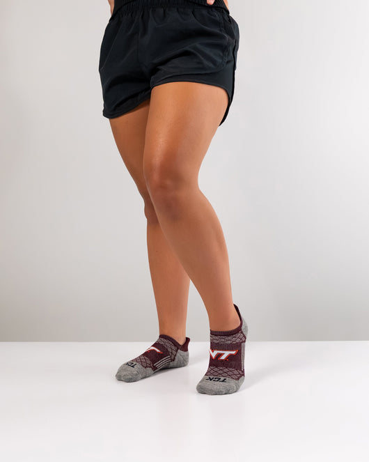 TCK socks Virginia Tech Hokies No Show Running & Golf Socks Mens & Womens - Tour - Performance Athletic Ankle Tab Socks, Soft Cushioned