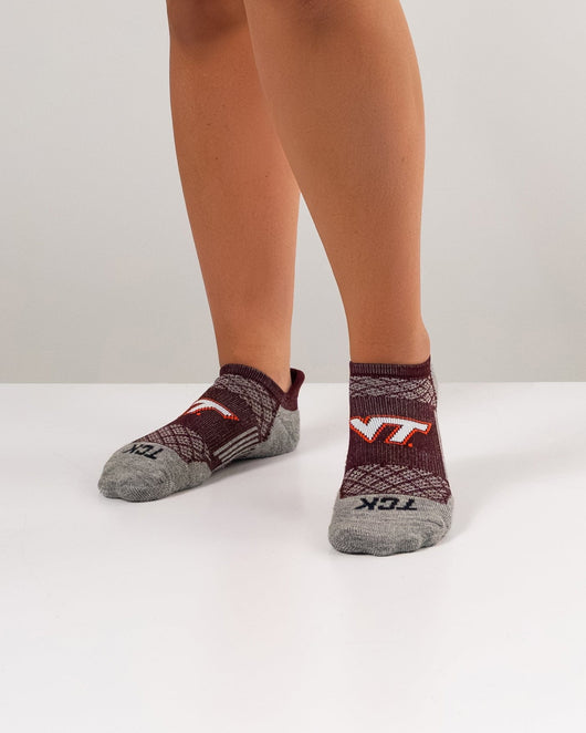 TCK socks Virginia Tech Hokies No Show Running & Golf Socks Mens & Womens - Tour - Performance Athletic Ankle Tab Socks, Soft Cushioned