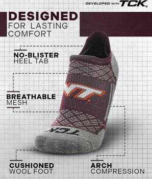 TCK socks Virginia Tech Hokies Tour No Show Tab Socks - Made in USA
