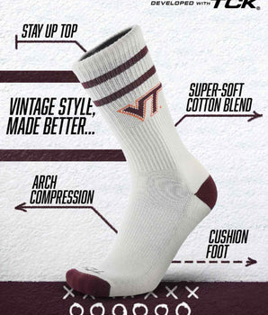 TCK socks Virginia Tech Hokies | Vintage | NCAA Mens and Womens Soft Cotton Sock