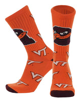 TCK socks Virginia Tech Orange/Maroon/White / Large Virginia Tech Hokies Mayhem Crew Socks (Made in USA)