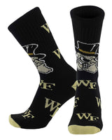TCK socks Wake Forest Black/Vegas Gold / Large Wake Forest Demon Deacons Mayhem Crew Socks (Made in USA)