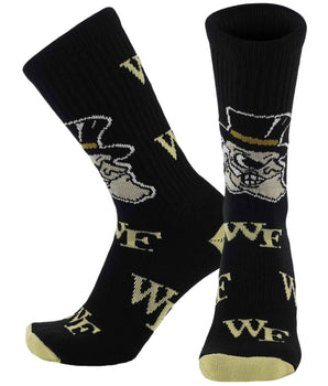 TCK socks Wake Forest Black/Vegas Gold / Large Wake Forest Demon Deacons Mayhem Crew Socks (Made in USA)