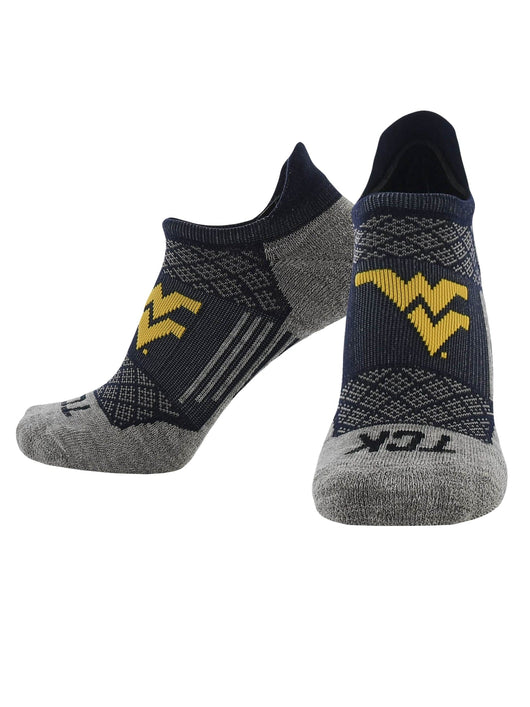 TCK socks West Virginia Mountaineers / Large West Virginia Mountaineers No Show Running & Golf Socks Mens & Womens - Tour - Performance Athletic Ankle Tab Socks, Soft Cushioned