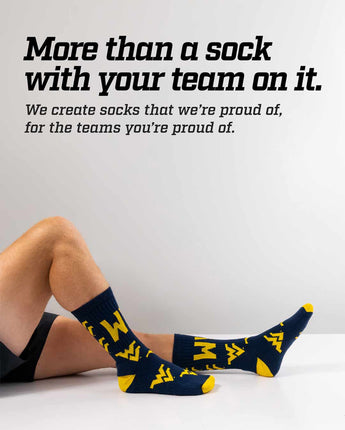 TCK socks West Virginia Mountaineers Mayhem Crew Socks (Made in USA)