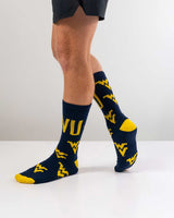 TCK socks West Virginia Mountaineers Mayhem Crew Socks (Made in USA)