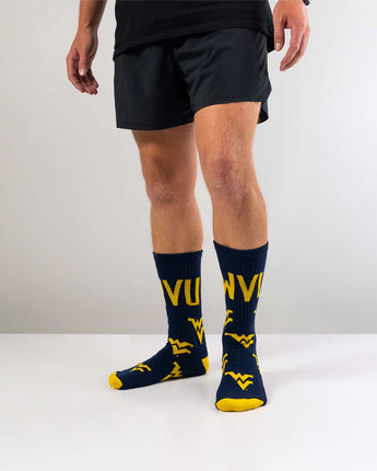 TCK socks West Virginia Mountaineers Mayhem Crew Socks (Made in USA)