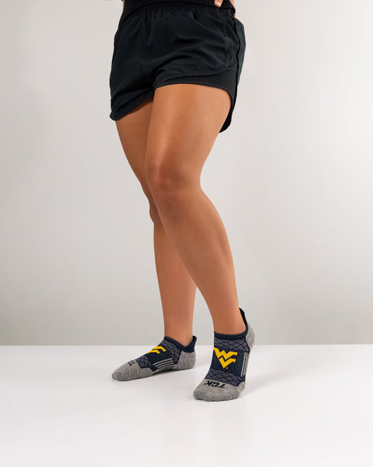 TCK socks West Virginia Mountaineers No Show Running & Golf Socks Mens & Womens - Tour - Performance Athletic Ankle Tab Socks, Soft Cushioned