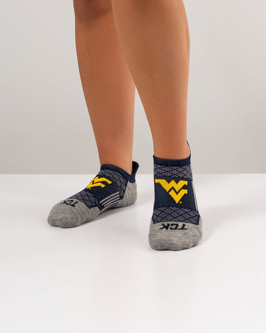 TCK socks West Virginia Mountaineers No Show Running & Golf Socks Mens & Womens - Tour - Performance Athletic Ankle Tab Socks, Soft Cushioned