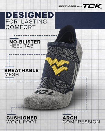 TCK socks West Virginia Mountaineers Tour No Show Tab Socks - Made in USA