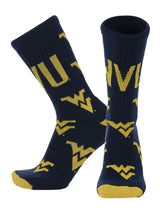 TCK socks West Virginia Navy/Gold / Large West Virginia Mountaineers Mayhem Crew Socks (Made in USA)