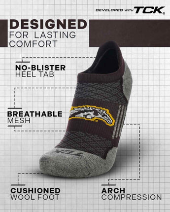 TCK socks Western Michigan Broncos Tour No Show Tab Socks - Made in USA