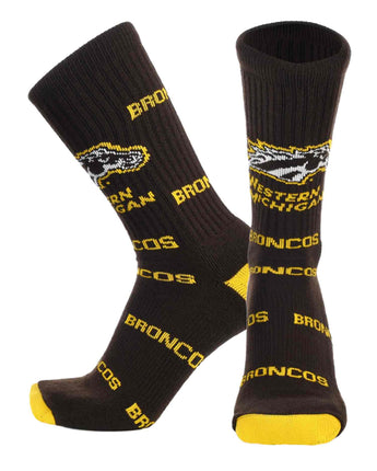 TCK socks Western Michigan Brown/Gold / Large Western Michigan Broncos Mayhem Crew Socks (Made in USA)