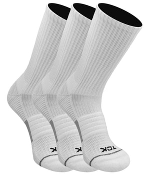 TCK socks White-3 Pack / Large Athletic Crew Socks 3-pack - Made with Recycled Yarns