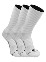 TCK socks White-3 Pack / Large Athletic Crew Socks 3-pack - Made with Recycled Yarns