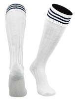 TCK socks White Black / Large Euro Style 3 Stripe Soccer Socks With Fold Down Top