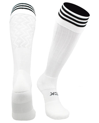 TCK socks White/Black / Large Premier Soccer Sock with Fold Down Stripes
