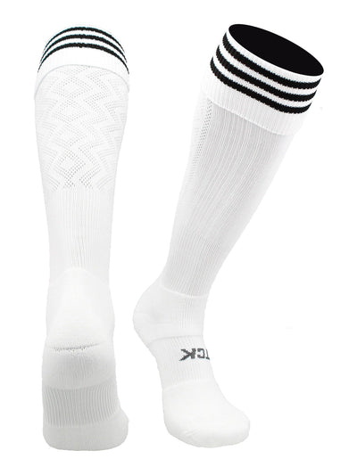 TCK socks White/Black / Large Premier Soccer Sock with Fold Down Stripes