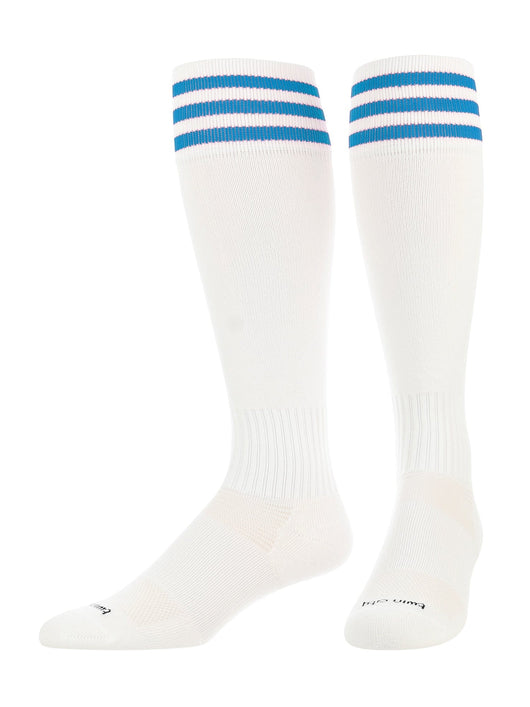 TCK socks White/Columbia Blue / Large Finale 3-Stripe Soccer Socks