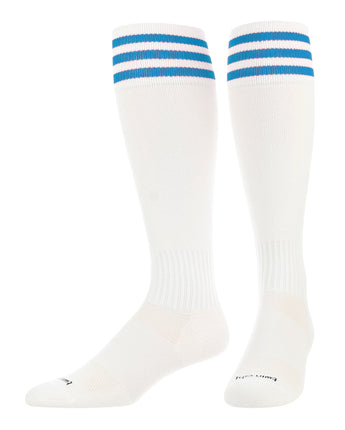 TCK socks White/Columbia Blue / Large Finale 3-Stripe Soccer Socks