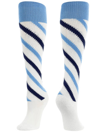 TCK socks White/Columbia Blue/Navy / Small Candy Stripe Knee High Softball Socks