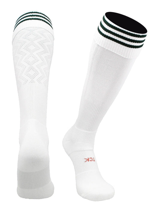 TCK socks White/Dark Green / Medium Premier Soccer Sock with Fold Down Stripes