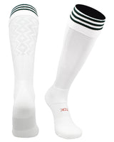 TCK socks White/Dark Green / Medium Premier Soccer Sock with Fold Down Stripes