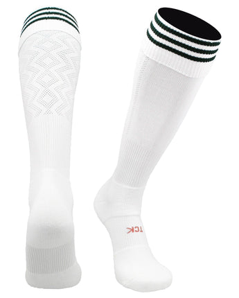 TCK socks White/Dark Green / Medium Premier Soccer Sock with Fold Down Stripes