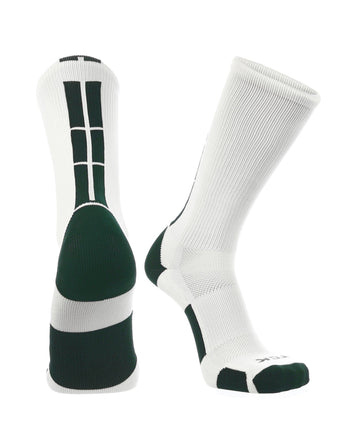 TCK socks White/Dark Green / X-Large Crew Socks Baseline 3.0 Adult Sizes Team Colors