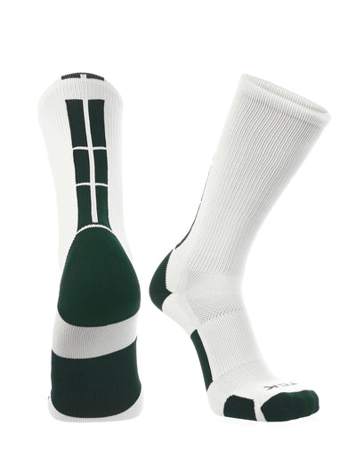 TCK socks White/Dark Green / X-Large Crew Socks Baseline 3.0 Adult Sizes Team Colors