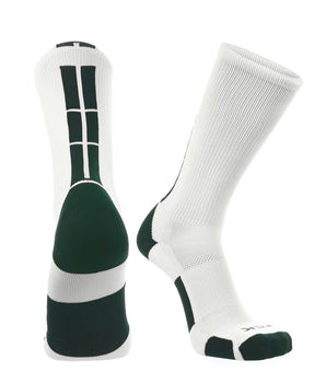 TCK socks White/Dark Green / X-Large Crew Socks Baseline 3.0 Adult Sizes Team Colors