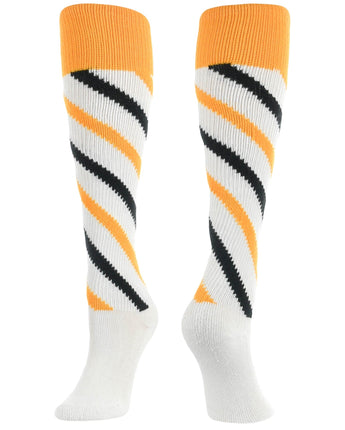 TCK socks White/Gold/Black / Small Candy Stripe Knee High Softball Socks